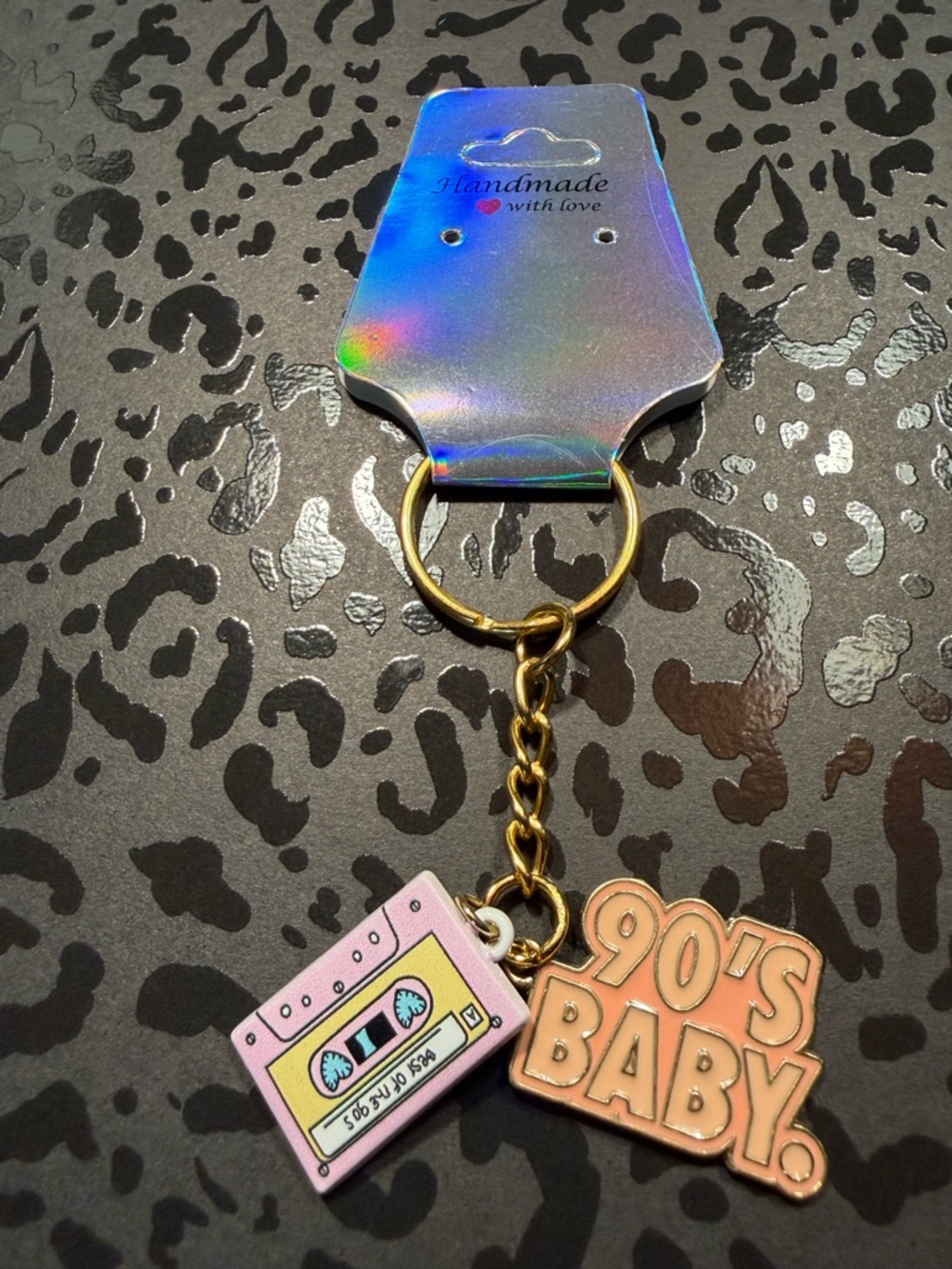 Handmade 90’s Baby Cassette Tape Keychain Retro Cute Nostalgia Charm